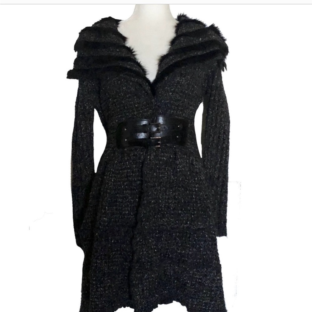 Sioni faux fur trim sweater jacket